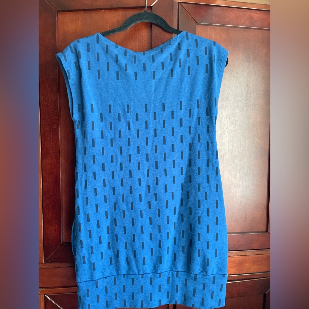 Smoking Lily "oh joyful tunic" graphic dashes print cobalt blue Size Small - Picture 4 of 12